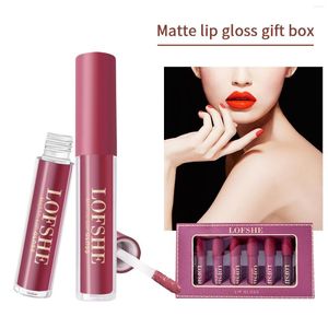 Brillant à Lèvres 6 Pièces Rouge à Lèvres Liquide Velours Mat Brillant à Lèvres Combo Glaçure Avec Texture Légère Hydratant Naturel Imperméable