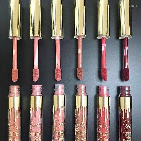 Brillant à lèvres 6 Set Kylie Coupe antiadhésive Or ne se décolore pas hydratant mat liquide rouge à lèvres teinte coréenne maquillage