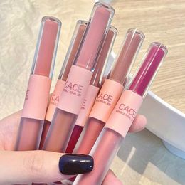 Lip Gloss 6 Color dubbele kop lipgloss fluwelen matte lippenstift make -up bleken waterdichte langdurige cosmetica