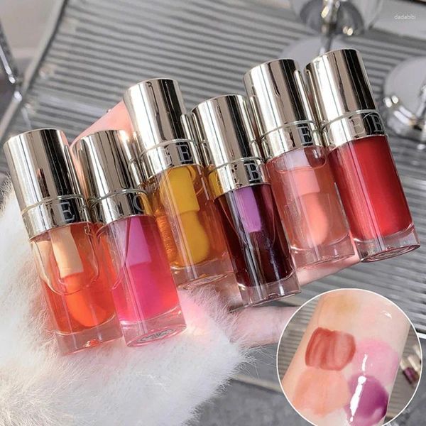 Brillo de labios 6g Violet Jelly Mirror Glass Hidratante Transparente Plumper Big Brush Crystal Peach Oil Hidratante