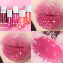 Lipgloss 6 ml transparant hydraterende oliekristalgelei Volling verminderen fijne lijnen anti-drogende naakt roze vloeibare lippenstift