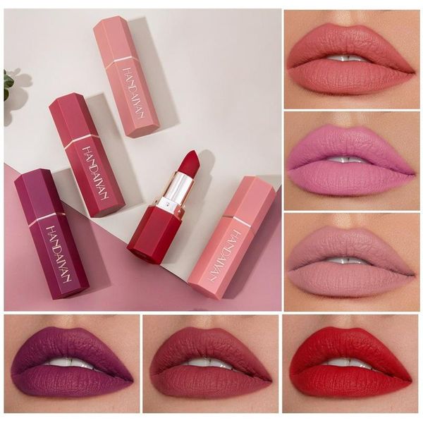 Brillo de labios 6 uds lápiz labial mate resistente al agua barra de larga duración Sexy rojo rosa terciopelo barras de labios desnudas al por mayor para mujeres