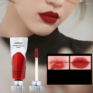 Brillo de labios Air Soft Velvet Glaze de larga duración Color rojo intenso Castaño Marrón Mousse Taza antiadherente Tinte Maquillaje Cosmético