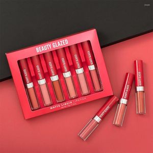 Lip Gloss Aarriving 6pcs/Set Beauty geglazuurde Matte Lipstick Set Glaze Velvet Liquid Nit-Stick Cup Naakt Gift Cosmetics Make-up