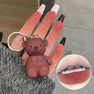 Lip Gloss Bear Keychain Glaze Mat Velvet naakt Naakt Non-Flaking Pigment Lipstick Grijs Pink Gemakkelijk te kleuren Rood schattig speciaal ontwerp