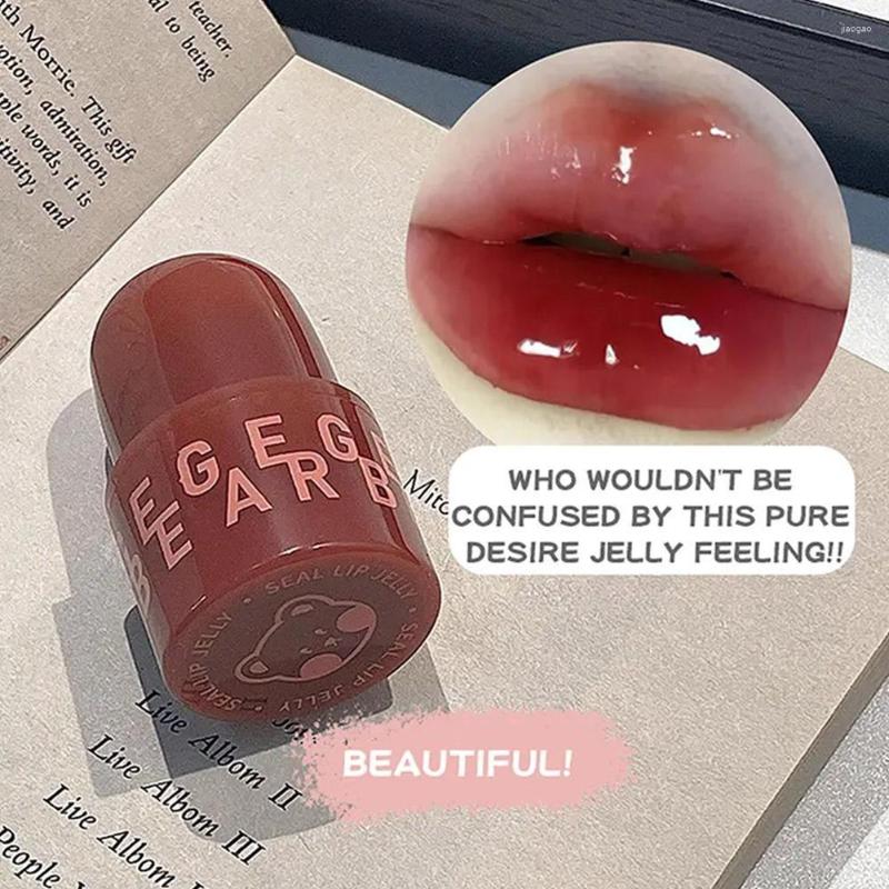 Lip Gloss Urso Selo Espelho Batons À Prova D 'Água Hidratante Duradouro Sem Desvanecimento Geléia Esmalte Maquiagem Para Mulheres Coreano Cosm J3Q0