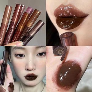 Lip Gloss Bruine Mirror Transparant Glass Glaze Lava Chocolate Liquid Lipstick Nit-Stick Makeup Tint Cosmetic