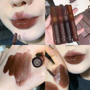 Brillant à lèvres Brun Miroir Eau Nude Rouge Glaçure Transparent Liquide Rouge À Lèvres Verre Huile Étanche Clair Teinte Maquillage