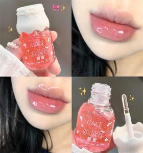 Lipgloss CACE Cute Milk Jar Lipgloss Vollere olie Hydraterende lippenstift Perzik Kleurloos Glitter Langdurige make-up4502358