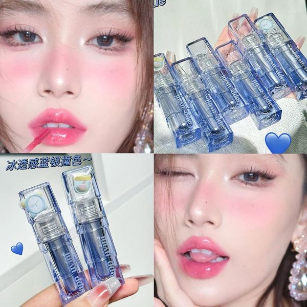 Brillant à lèvres Cappuvini Blue Tube Mirror Summer Glaze Pure Desire Water Light Glass Doodle Makeup