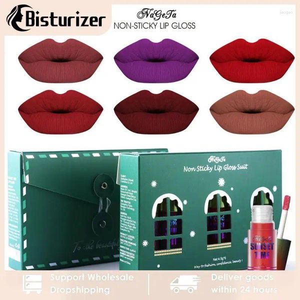 Lip Gloss Christmas Limited Edition 6 Colors Sexy Women Lipstick Lippermefre de largo duración Matte Copa antiadherente maquiagem