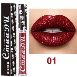 Brillant à lèvres CmaaDu marque cosmétique 8 couleurs Sexy liquide maquillage paillettes rouge à lèvres hydratant brillant miroitant maquillage peinture 231219