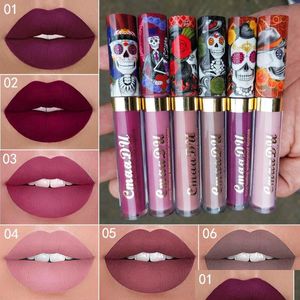 Lip Gloss CMAADU SKL Design Matte Liquid Lipglosses 6 kleuren Waterdichte metaal Parelplysen Langdurige lippen Groothandel Make -up druppel del Dh6og