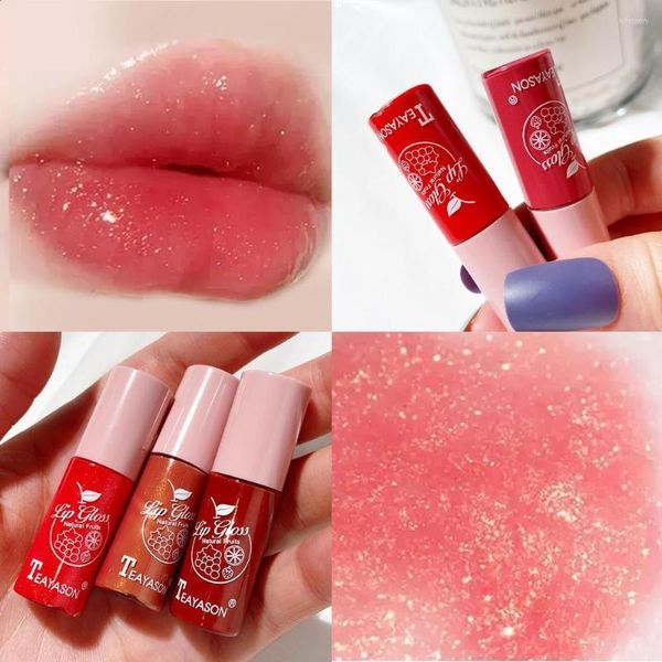 Brillo de labios incoloro transparente gelatina glaseado cristal brillante labios miel vidrio fino brillante cuenta luz banda tinte cosméticos