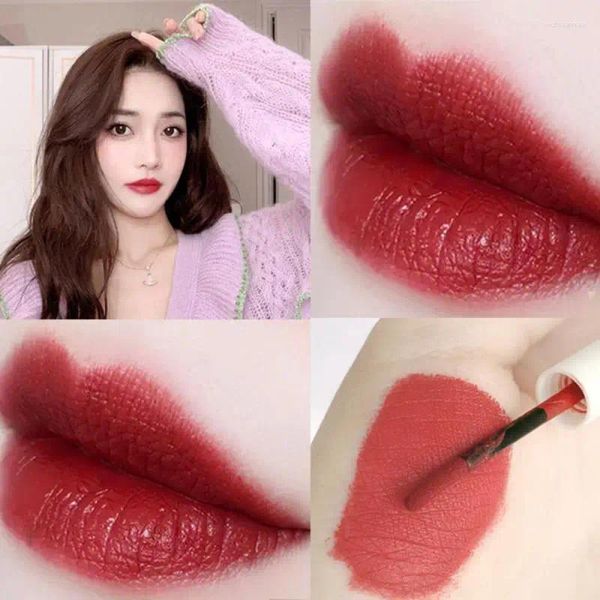 Brillo de labios colores lindo forma mate lápiz labial líquido impermeable de larga duración maquillaje rojo palo belleza tinte cosmético