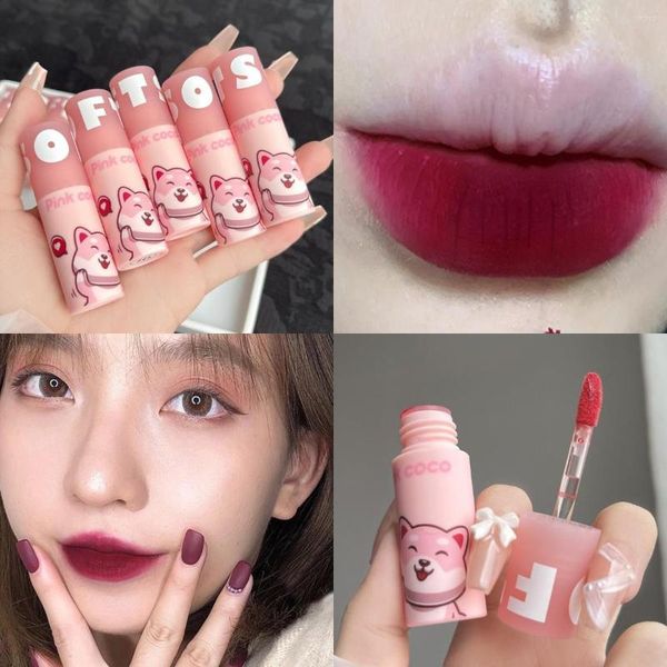 Brillo de labios Cool Plum Matte teñido maquillaje humectante líquido lápiz labial resistente al agua de larga duración tinte de terciopelo rojo cosmético coreano