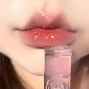 Brillant à lèvres Glace pilée Double extrémité Miel Miroir Liquide Rouge à lèvres Glitter Eau Transparent Hydratant Pas facile à coller Tasse d'huile