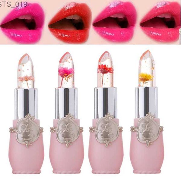 Brillo de labios Crystal Jelly Lip Balm Lápiz labial Flor Temperatura Cambio de color Bálsamo labial Brillo Transparente Hidratante de larga duración Maquillaje CALIENTE