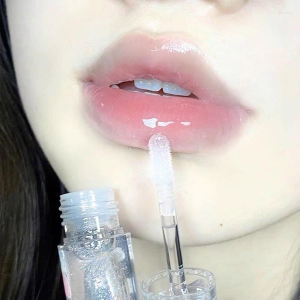 Brillo de labios Aceite de cristal Luz de agua Labios brillantes Hidratante duradero Intermitente fino Jalea transparente Esmalte de lápiz labial líquido Maquillaje