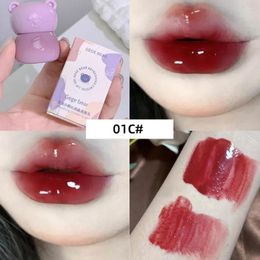 Lipgloss Schattige Beer Jelly Vloeibare Lipstick Waterproof Non-stick Getinte Make-up Transparante Cup Roze Rood Q6P3