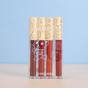 Brilho labial fofinho Velvet Glaze 4 peças Maquiagem para lábios fosco de longa duração sem tinta manchada Labiales Batom líquido Brilho labial