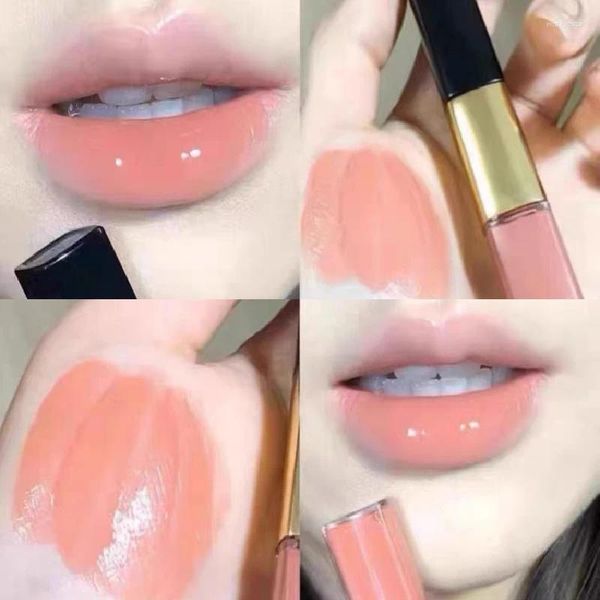 Brillo de labios Efecto de esmalte de doble cabeza Retención de color Copa antiadherente de larga duración Luz de agua congelada de cristal