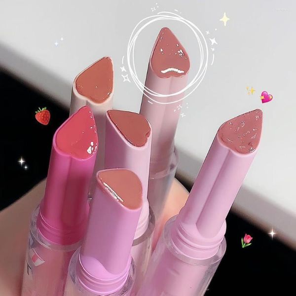 Brillo de labios flor amor espejo agua para mujeres cristal brillante en forma de corazón lápiz labial impermeable gelatina de cristal Plumper Gl A6J5