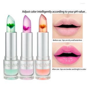 Brillo de labios Flor Hidratante Lápiz labial de larga duración Color Jalea Transparente Cambio de temperatura Maquillaje mate