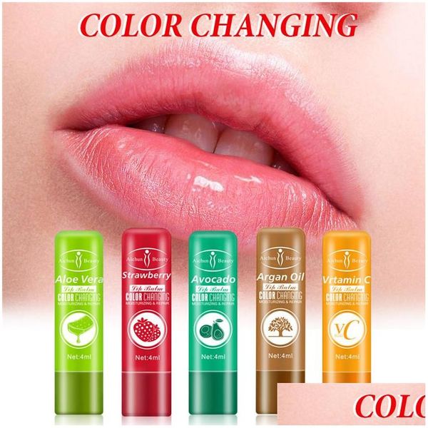 Brillo de labios Serie de frutas Bálsamo que cambia de color Hidratante natural Volumen de larga duración Cuidado de los labios Maquillaje Gota Entrega Salud Belleza Hacer Dhram