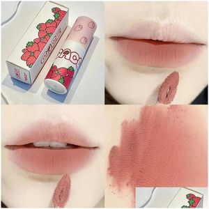 Lipgloss Glazuur 6 kleuren Bruin Roze Matte Vloeibare Lipstick Schattig Stberry Waterproof Veet Naakt Rood Mud Cheek Rouge Tint Cosmetica Drop Del Otkmv