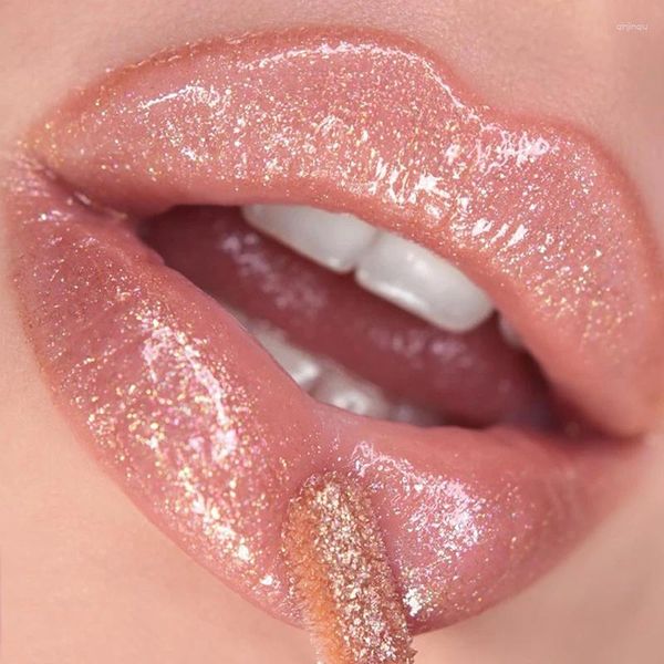 Rouge à lèvres à paillettes miroir, perle imperméable, brillant Sexy, hydratant, durable, gelée transparente, maquillage, cosmétiques