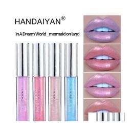 Lip gloss handaiyan holografische glitter vloeistof lipgloss 6 kleur kleur rijke glans voedzaam gepolariseerd Lang laatste schoonheid lippen make -up dhzic