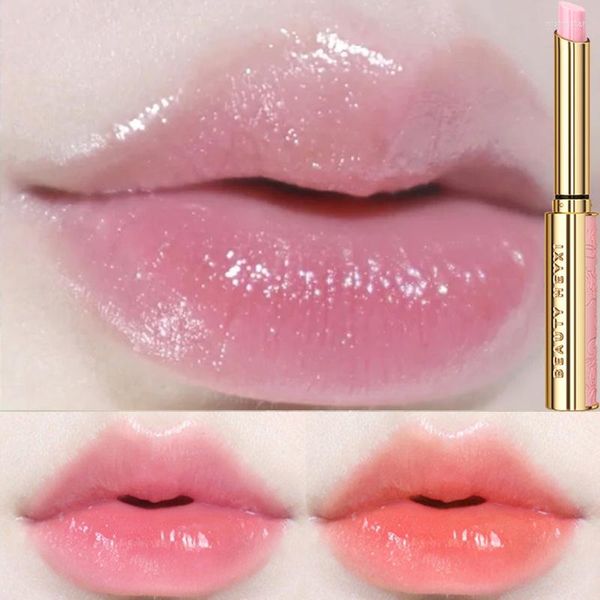 Brillo de labios miel melocotón Color que cambia la temperatura lápiz labial hidratante de larga duración nutritivo brillo barras de labios maquillaje 1 Uds