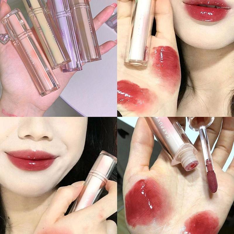 Lipgloss Eistee Spiegel Wasser Lipgloss Feuchtigkeitsspendender flüssiger Lippenstift Plumping Sexy Rottönung Make-up Koreanische Kosmetik