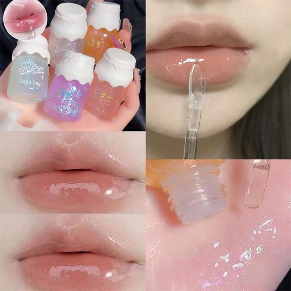 Brillo de labios Jelly Clear Hidratante de larga duración Brillo brillante Lápiz labial líquido Tinte de aceite Cuidado Maquillaje coreano