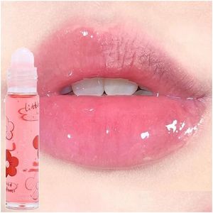 Lipgloss Jelly Bloemenolie Hydraterend Transparant Anti-gebarsten Roll-On Hydraterend Kristalheldere lippenverzorging Make-up Cosmetica Drop Deliv Otopa