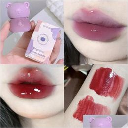 Brillant à lèvres Cosmétiques coréens Rose Violet Chubby Bear Glaze Eau Light Rouge à lèvres Citrouille Veet Outil de maquillage liquide Drop Livraison Santé Bea Otwxz