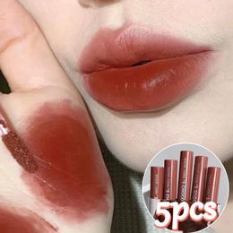 Lèvres à lèvres à lèvres à lèvres liquides coréens set 5 pcs durables en velours imperméable et de velours nude lèvres antiadhésives