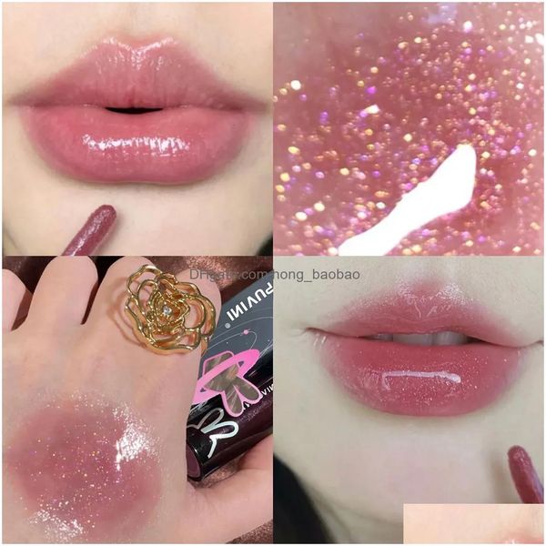 Lip Gloss Korean Mirror Glaze impermeable Matte Matte de labio sexy Red Liquid Lipstick de larga duración Labios de belleza natural de larga duración Makeu Dhoas