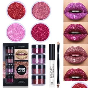 Lipgloss Lakerain Glitter Kit Waterdicht Smudge Proof Langdurige Glanzende Lippen Set 4 Stuks Poeder Voor Nagels Art 230801 Drop Delivery