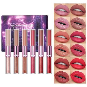 Lip Gloss Lifter Plumping Double Touch Liquid Lipstick met matte plumper make -up set kit gepigmenteerde cadeausets