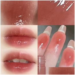 Brillant à lèvres rouge à lèvres petit tube blanc glaçure miroir imperméable à l'eau hydratant maquillage de base cosmétiques coréens livraison directe Healt Ot7Gb