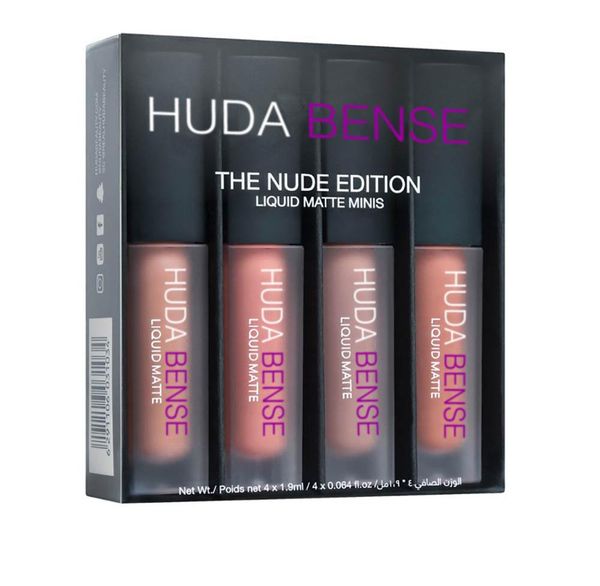 Lip Gloss Liquid Lipstick Kit Huda Bense The Red Nude Brown Pink Edition Mini Liquid Matte 4PCS2225485