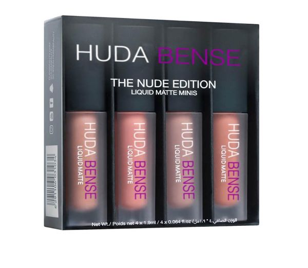 Lip Gloss Liquid Lipstick Kit Huda Bense The Red Nude Brown Pink Edition Mini Liquid Matte 4PCS5718172