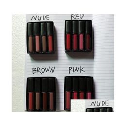 Lipgloss Vloeibare Lipstick Kit De Rode Naakt Bruin Roze Editie Mini Matte 4 stks / set 4 X 1.9 Ml Drop Levering Gezondheid Schoonheid Make-up Lippen Otmli