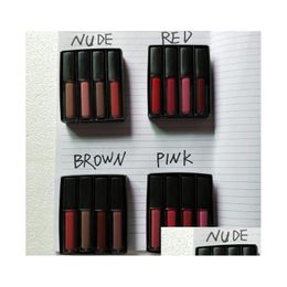 Lip Gloss Liquid Lipstick Kit The Red Nude Brown Pink Edition Mini Matte 4Pcs / Set 4 X 1.9Ml Drop Delivery Salud Belleza Maquillaje Labios Dhdwz