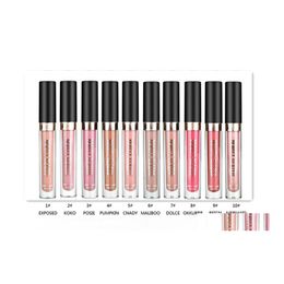 Lip Gloss Liquid Matte Lipstick Non Stick Up FL Color10 Verschillende kleuren Lange waterdichte waterdichte gemakkelijk te dragen schoonheid geglazuurde lippen Basis Dh13s