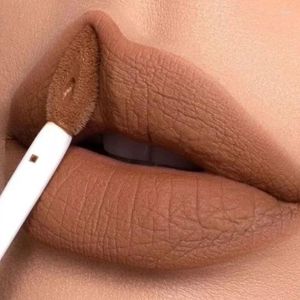 Brillo de labios de larga duración de terciopelo mate marrón desnudo impermeable líquido lápiz labial maquillaje de labios mujeres belleza taza antiadherente roja