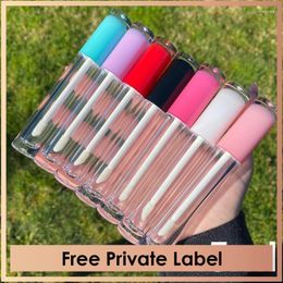 Lipgloss lage moq 30 stuks container 5 ml ronde duidelijke top privé logo borstel tip toverstok groothandel transparante topwith stopperlip wens22