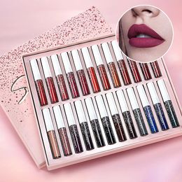 Lip Gloss Makeup Lipstick Kit 24 Colors Matte Liquid Lipstick Set waterdichte langdurige anti-aanbak Cup Fade